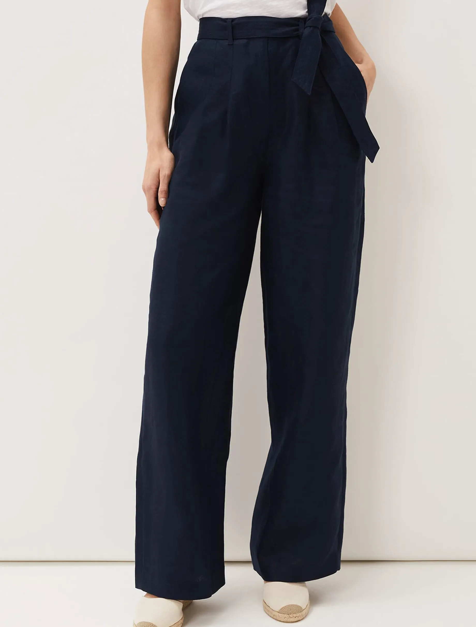 Aaliyah Linen Belted Wide Leg Trouser