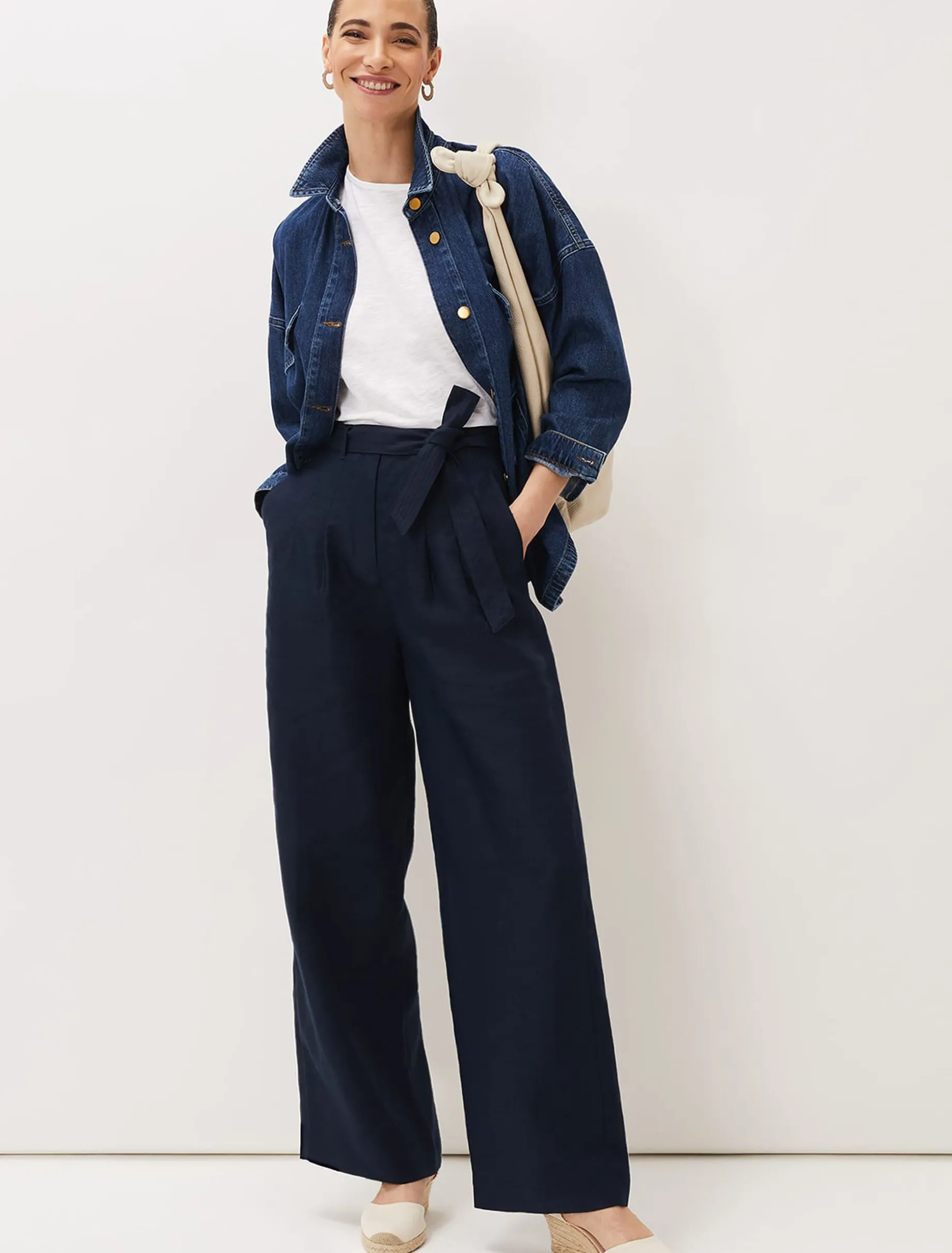 Aaliyah Linen Belted Wide Leg Trouser