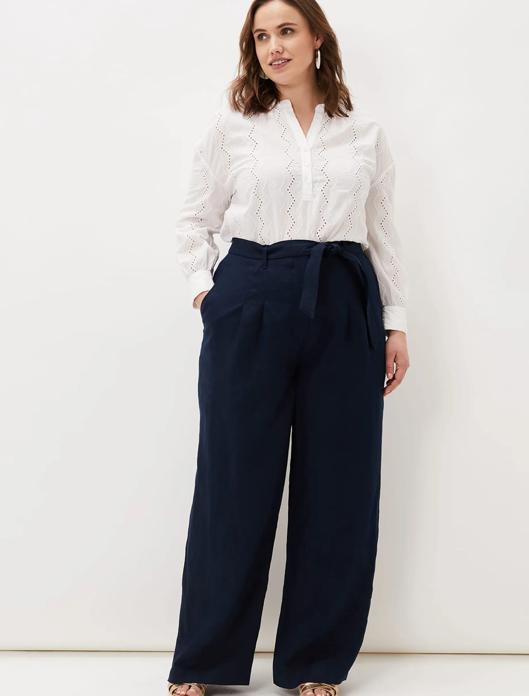 Aaliyah Linen Belted Wide Leg Trouser