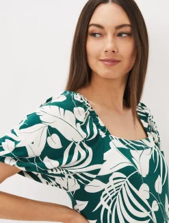 Aayra Palm Print Midaxi Dress
