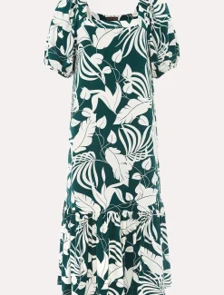 Aayra Palm Print Midaxi Dress