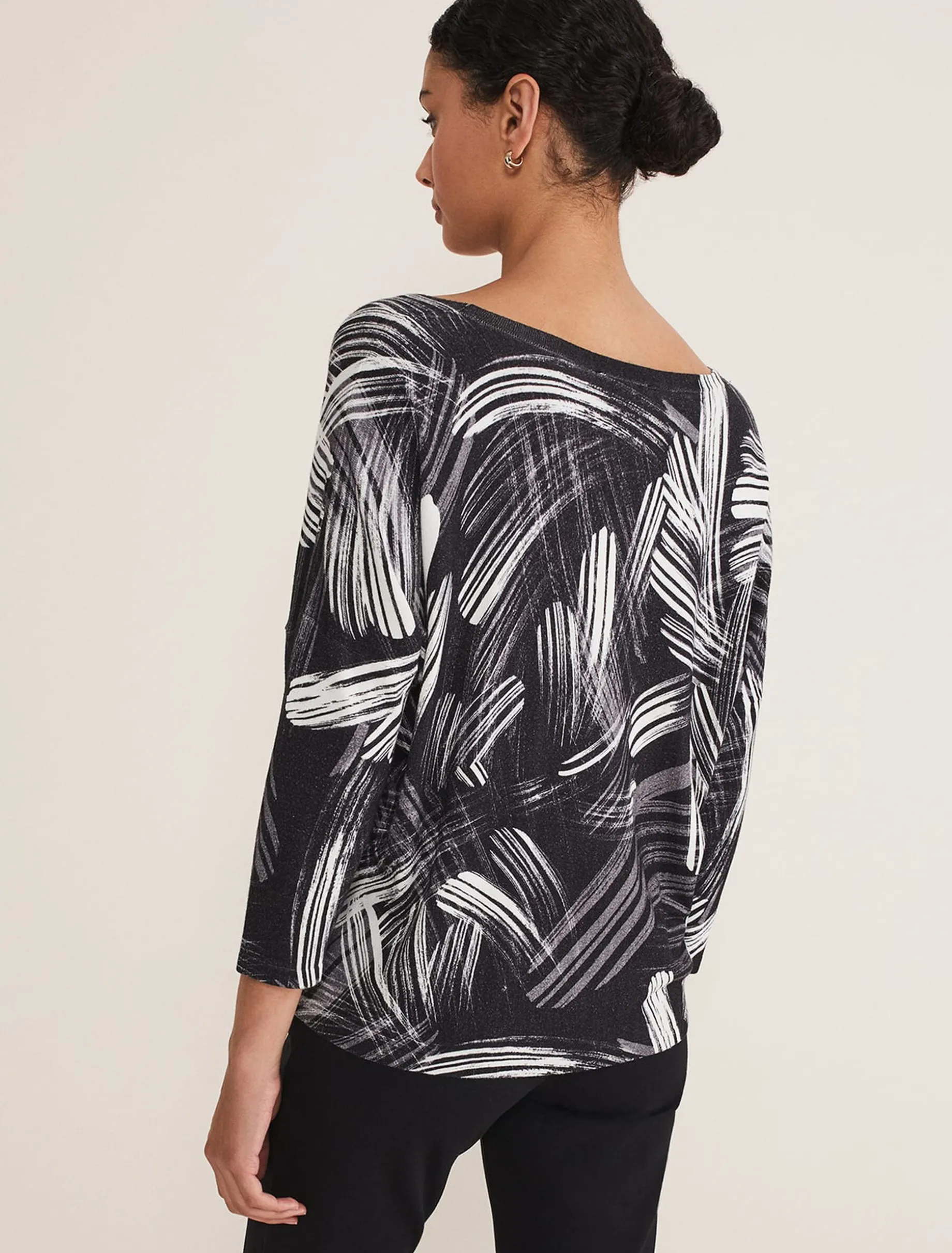 Adara Linear Zip Neck Print Jumper