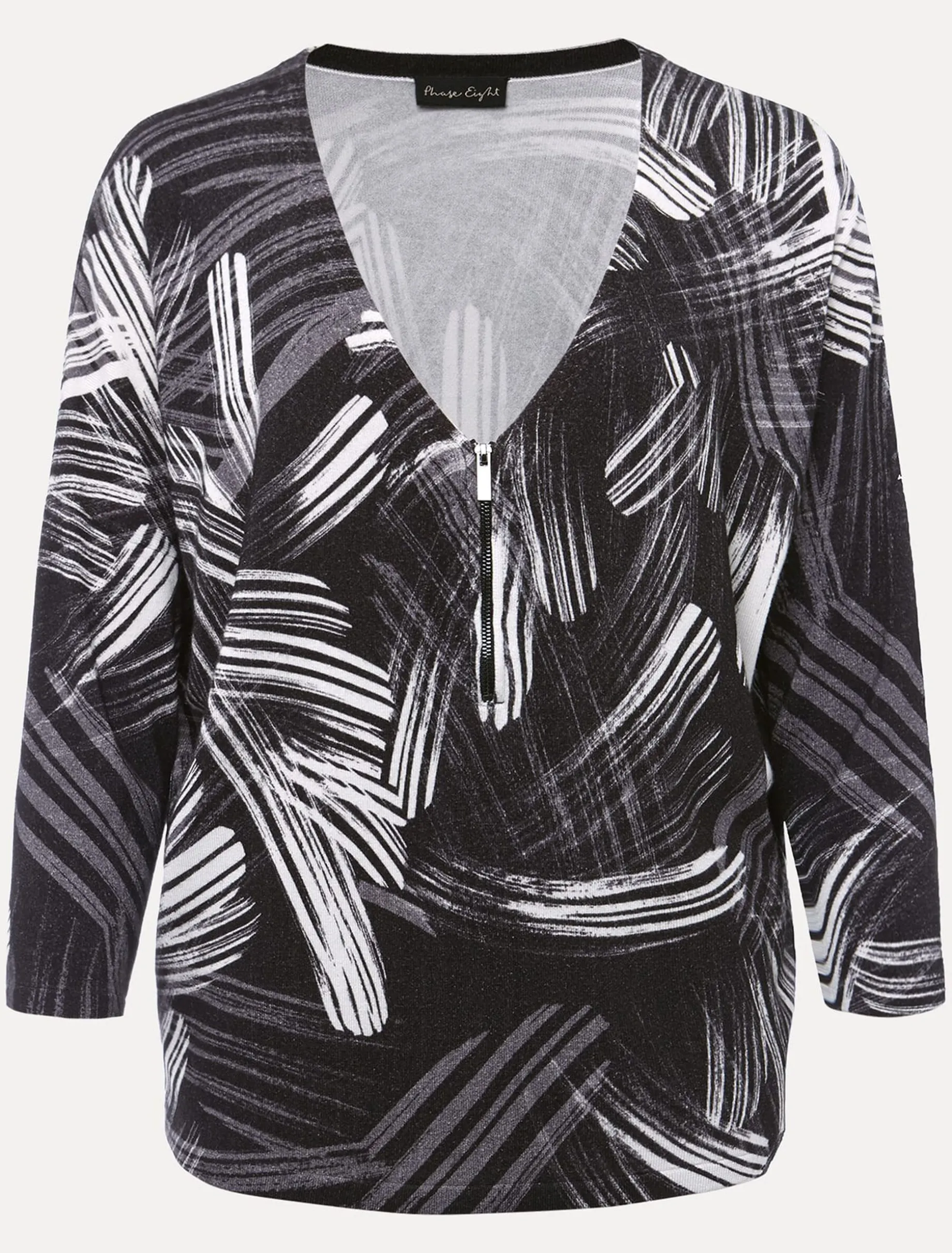 Adara Linear Zip Neck Print Jumper