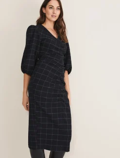 Addison Check Ruched Dress