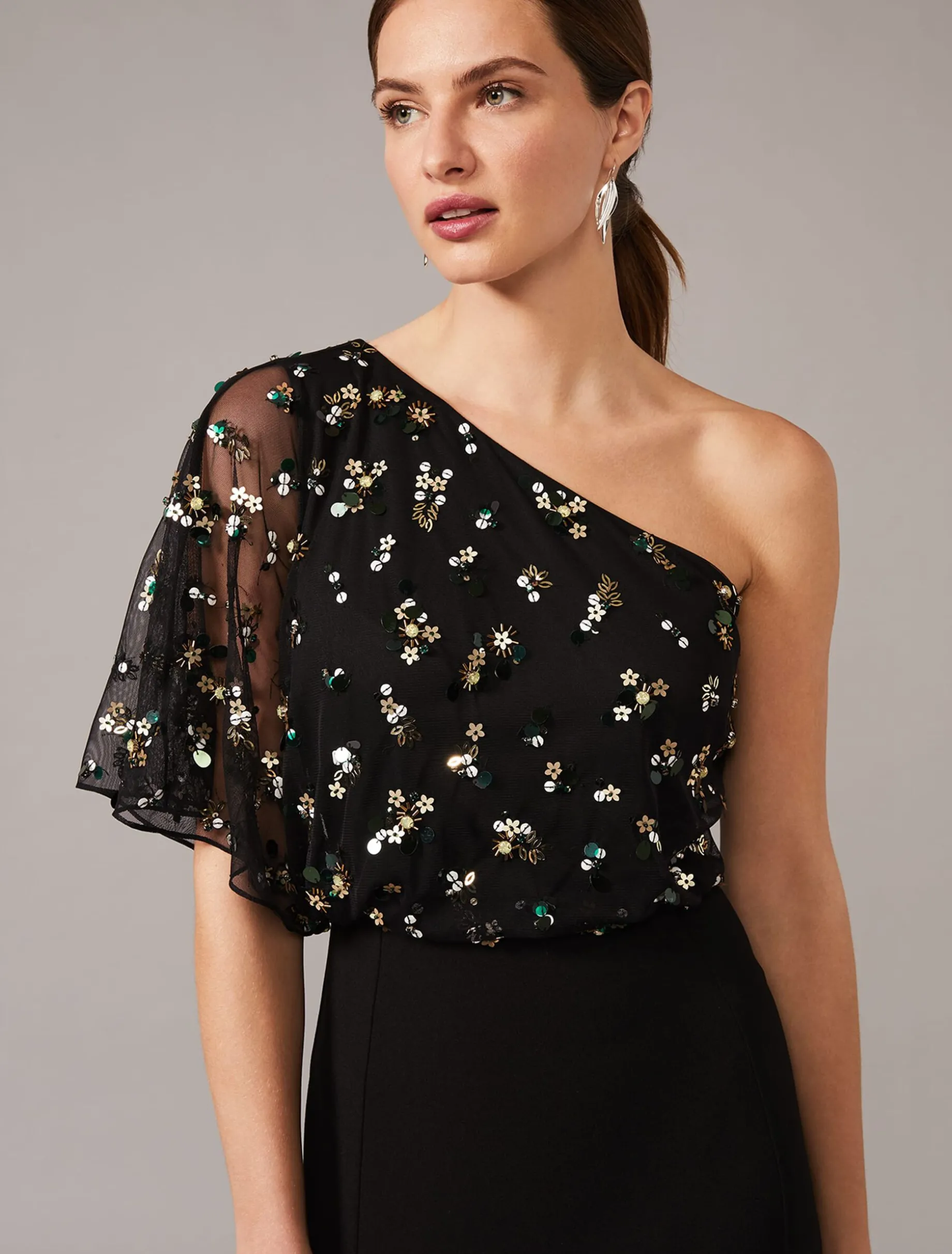Adele Sequinned One Shoulder Dress