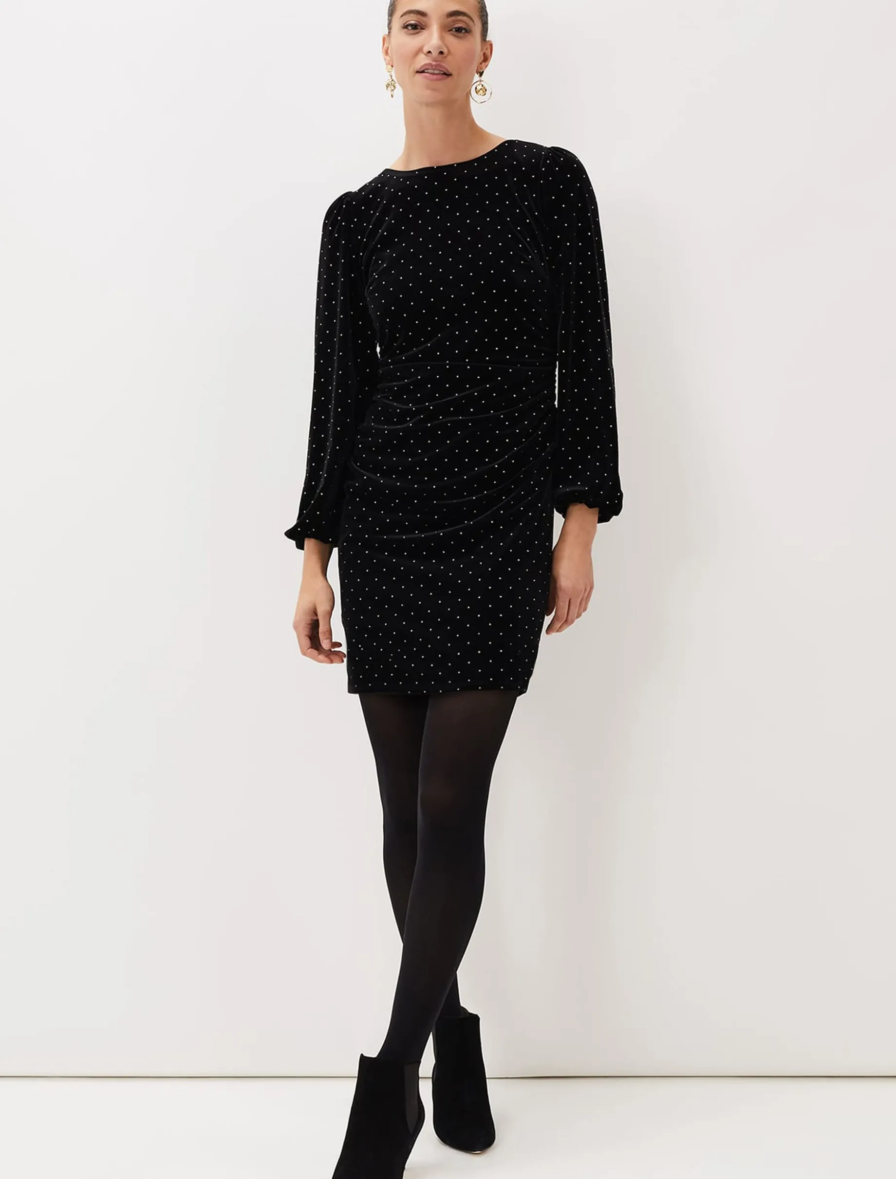 Adele Studded Velvet Mini Dress