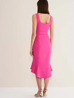 Adria Pink Fitted Midi Dress