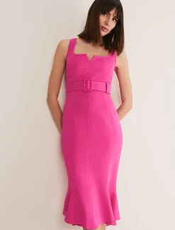 Adria Pink Fitted Midi Dress