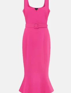 Adria Pink Fitted Midi Dress