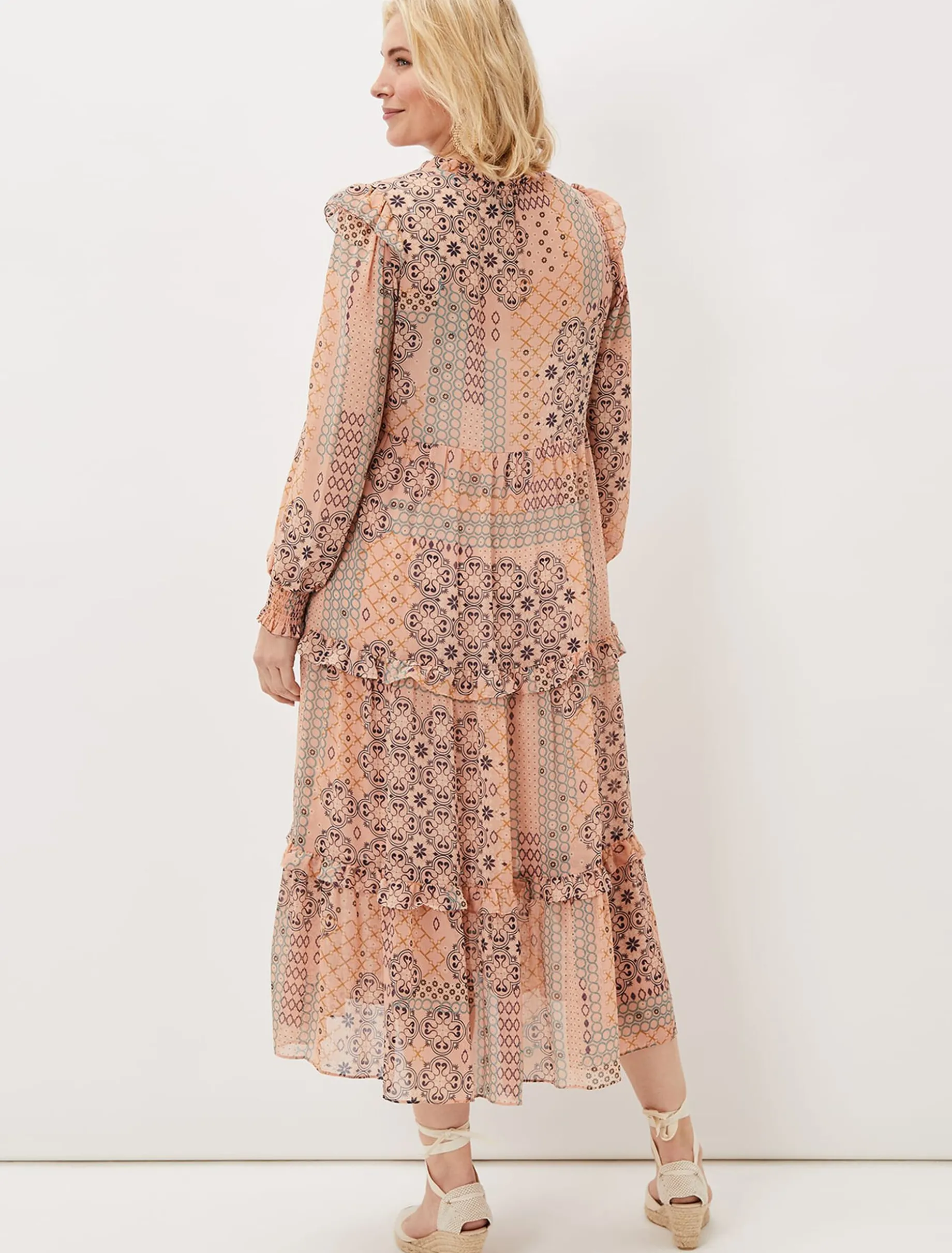 Ailsa Geometric Print Chiffon Midi Dress