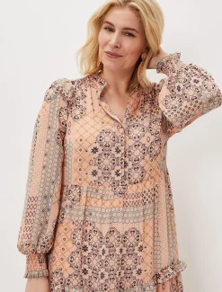Ailsa Geometric Print Chiffon Midi Dress