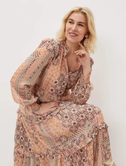 Ailsa Geometric Print Chiffon Midi Dress