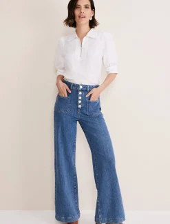 Alannah Puff Sleeve Zip Collar Blouse