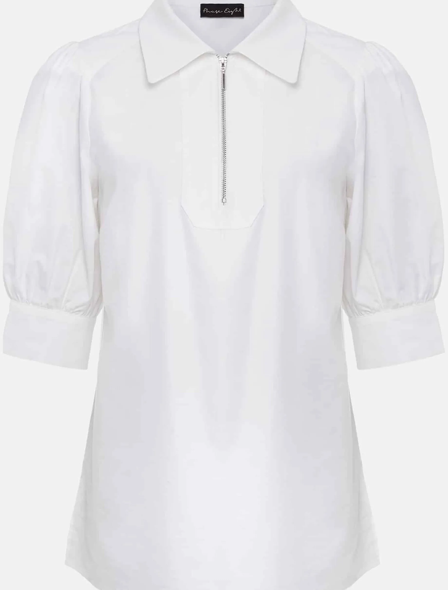 Alannah Puff Sleeve Zip Collar Blouse