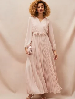 Alecia Pleated Chiffon Maxi Dress