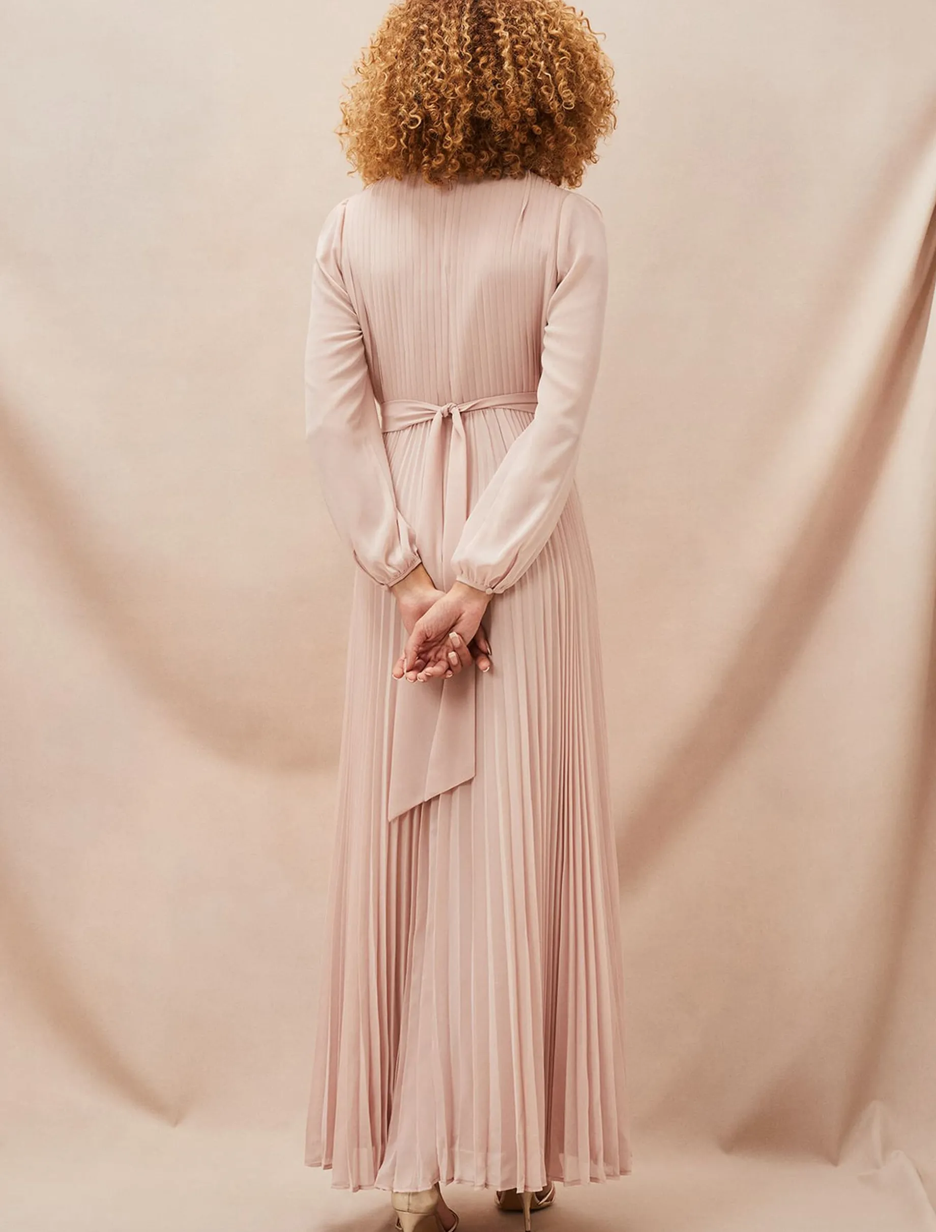 Alecia Pleated Chiffon Maxi Dress
