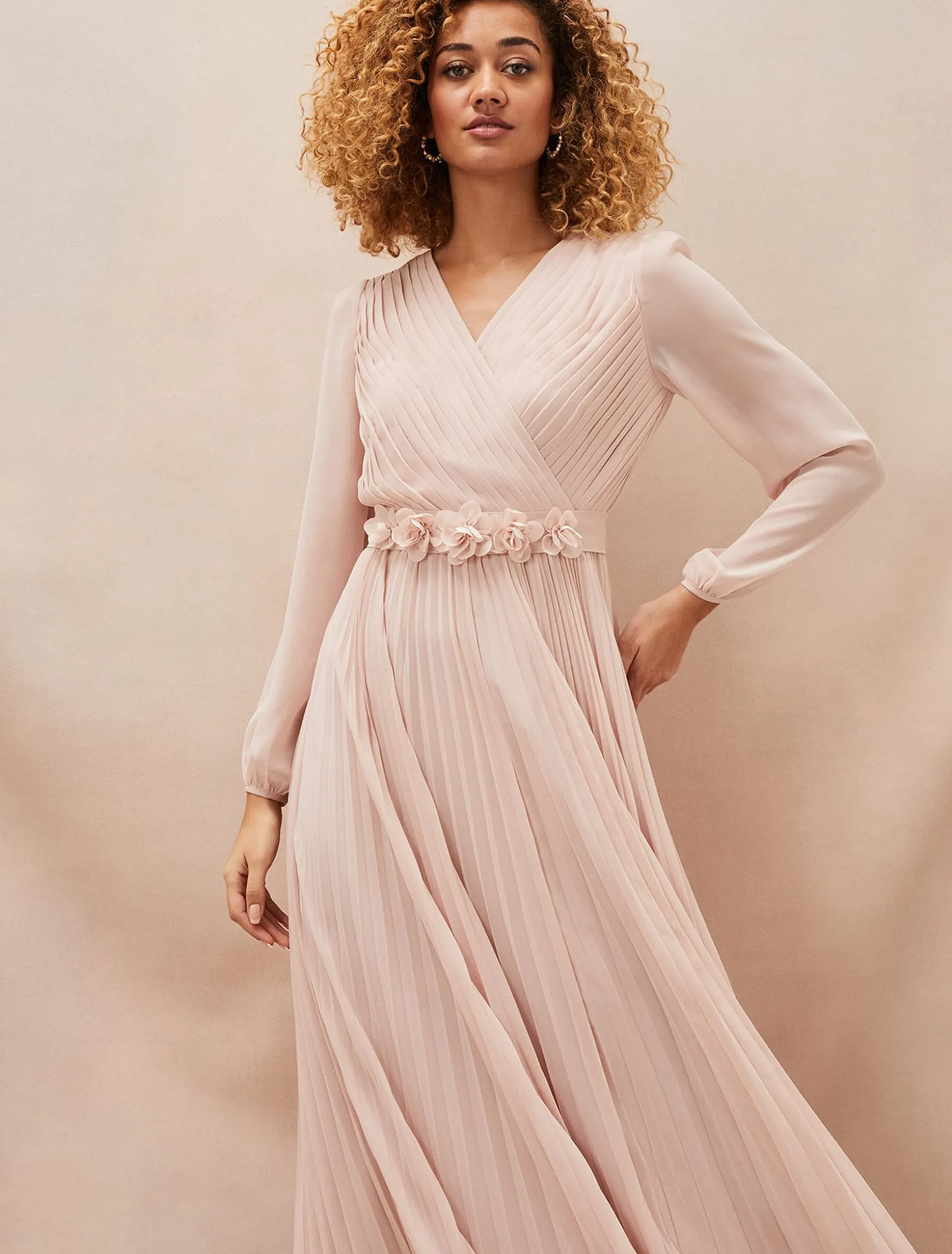 Alecia Pleated Chiffon Maxi Dress