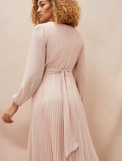 Alecia Pleated Chiffon Maxi Dress