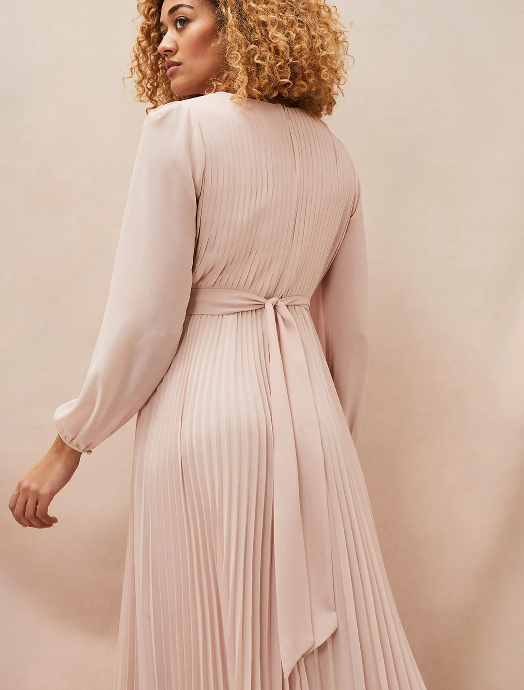 Alecia Pleated Chiffon Maxi Dress