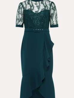 Alesia Lace Bodice Belted Dress