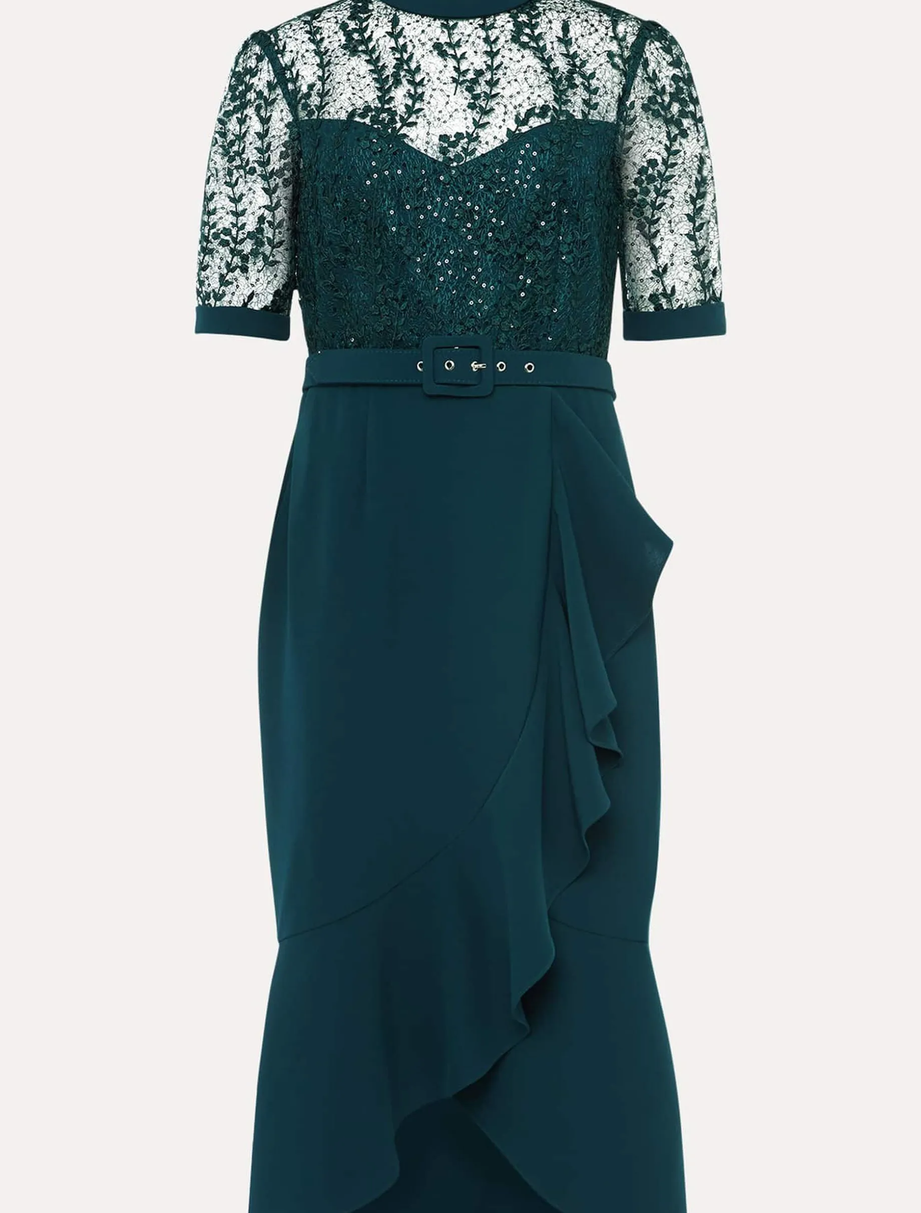 Alesia Lace Bodice Belted Dress