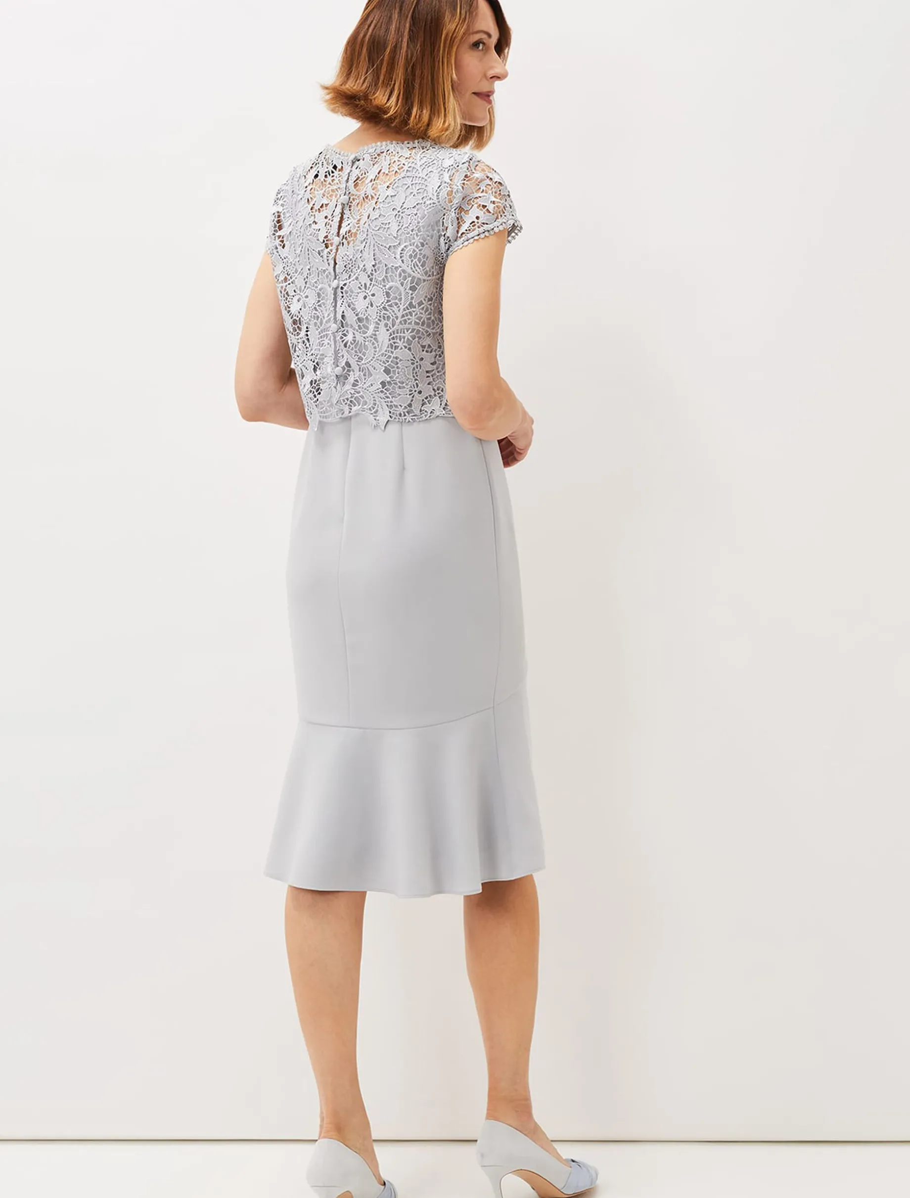 Alisha Double Layer Lace Peplum Dress