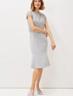 Alisha Double Layer Lace Peplum Dress