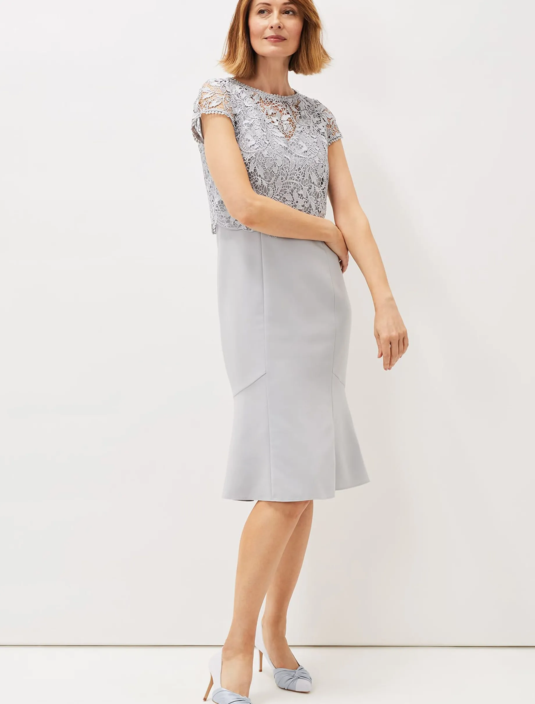 Alisha Double Layer Lace Peplum Dress