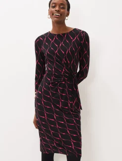 Ally Abstract Print Fitted Jersey Dress