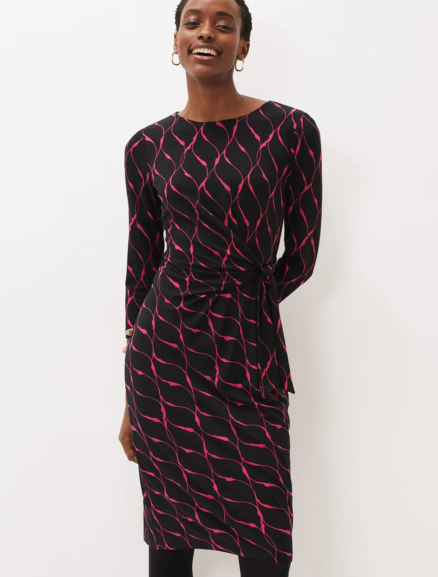 Ally Abstract Print Fitted Jersey Dress