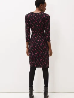 Ally Abstract Print Fitted Jersey Dress