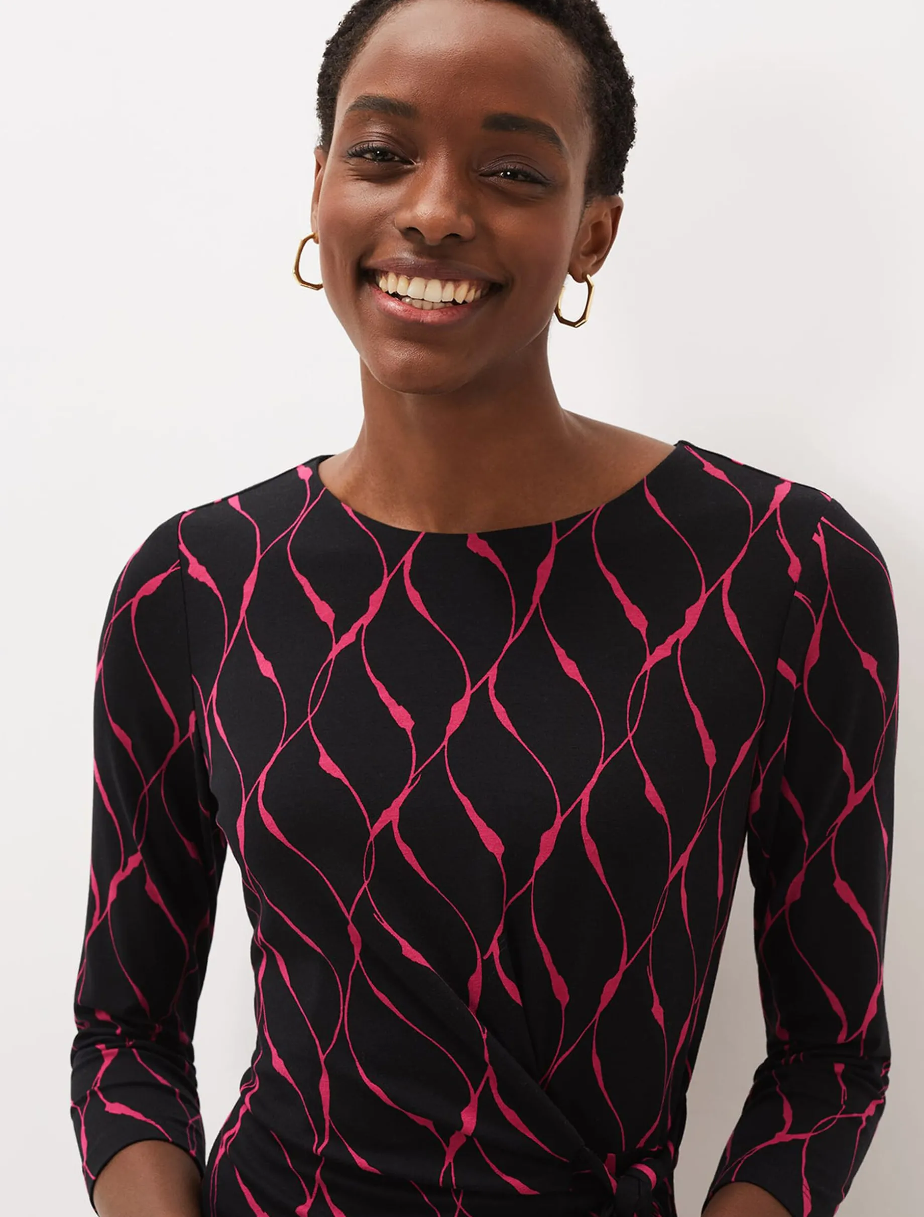 Ally Abstract Print Fitted Jersey Dress