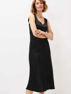 Amabella Sleeveless Satin Midi Dress