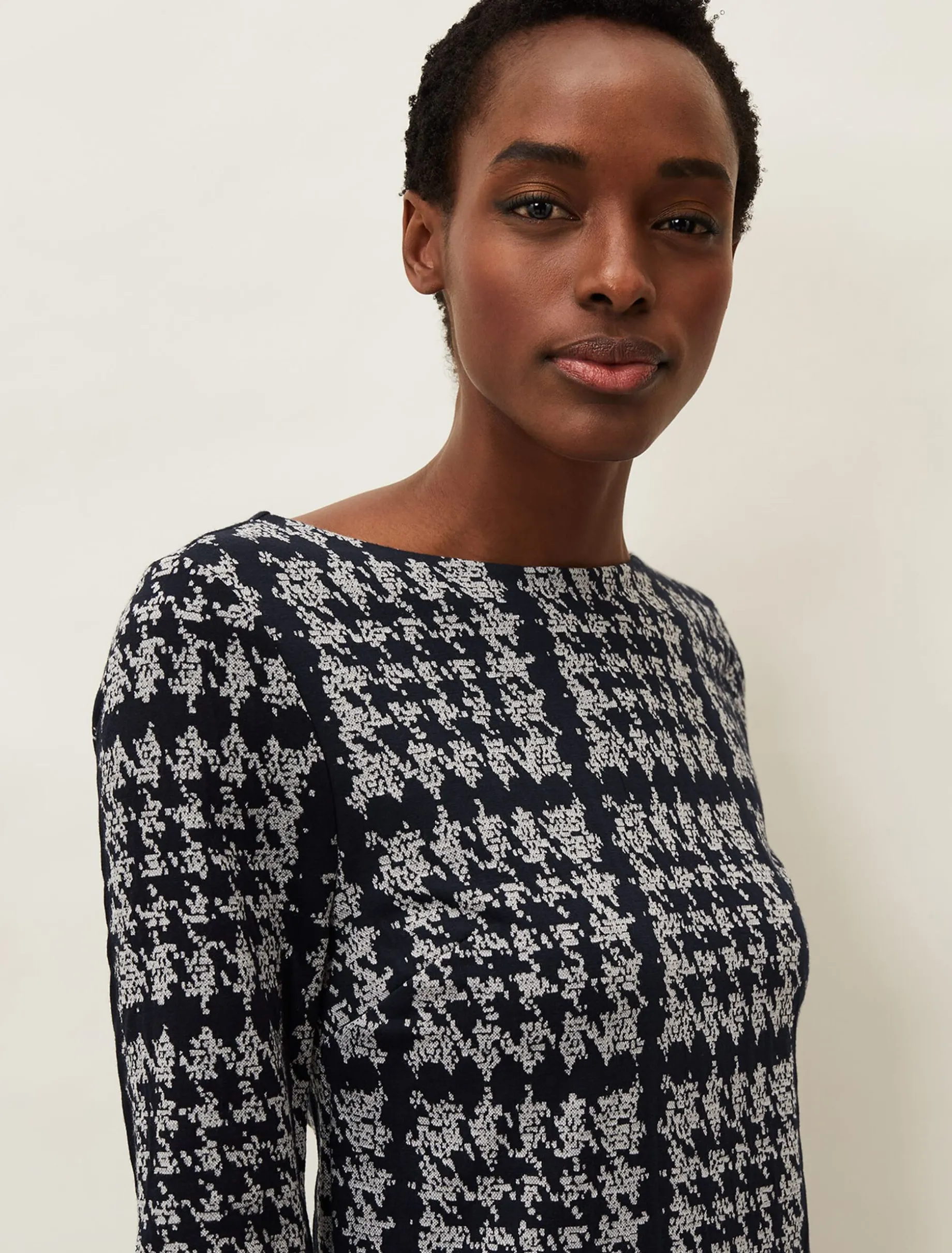 Amani Houndstooth Check Tunic Dress