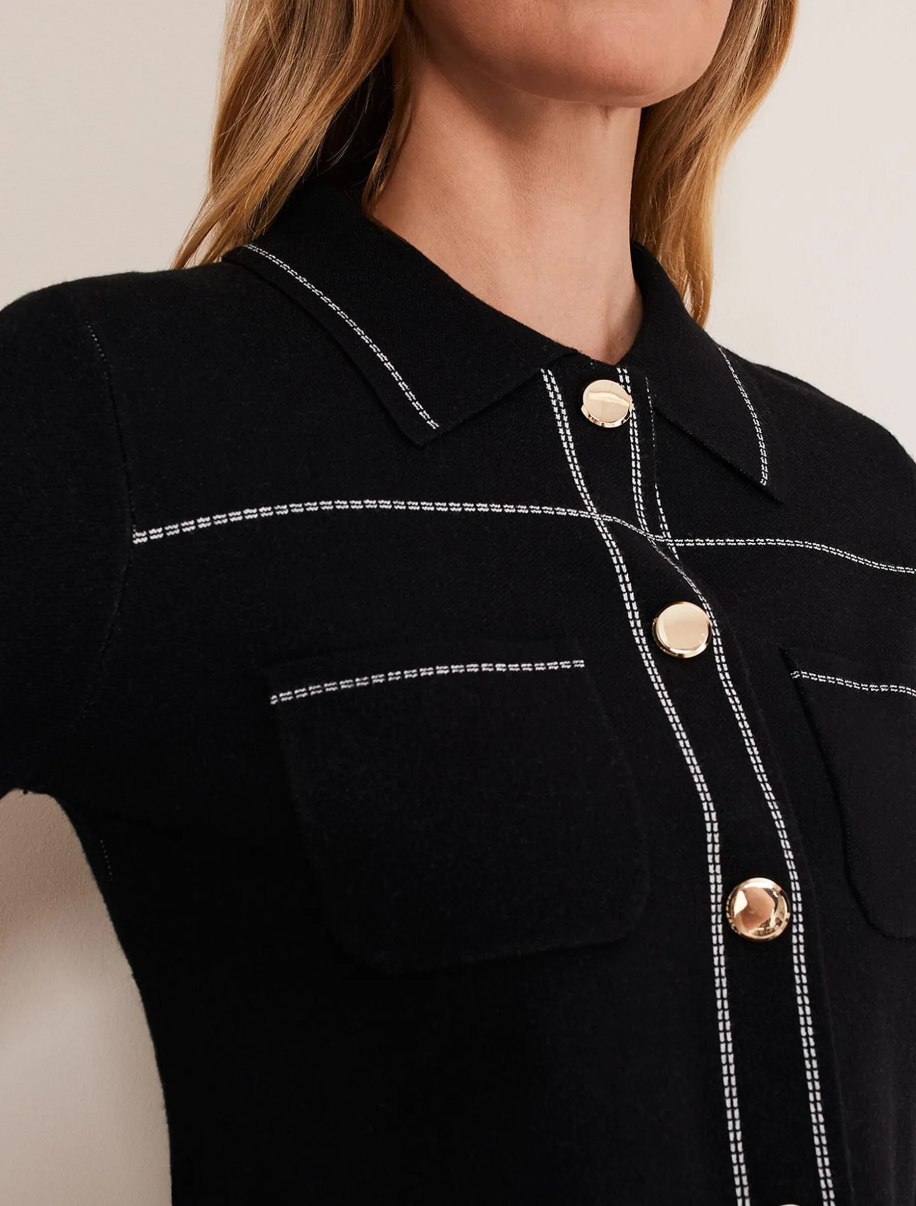 Amaya Contrast Stitch Knit Jacket