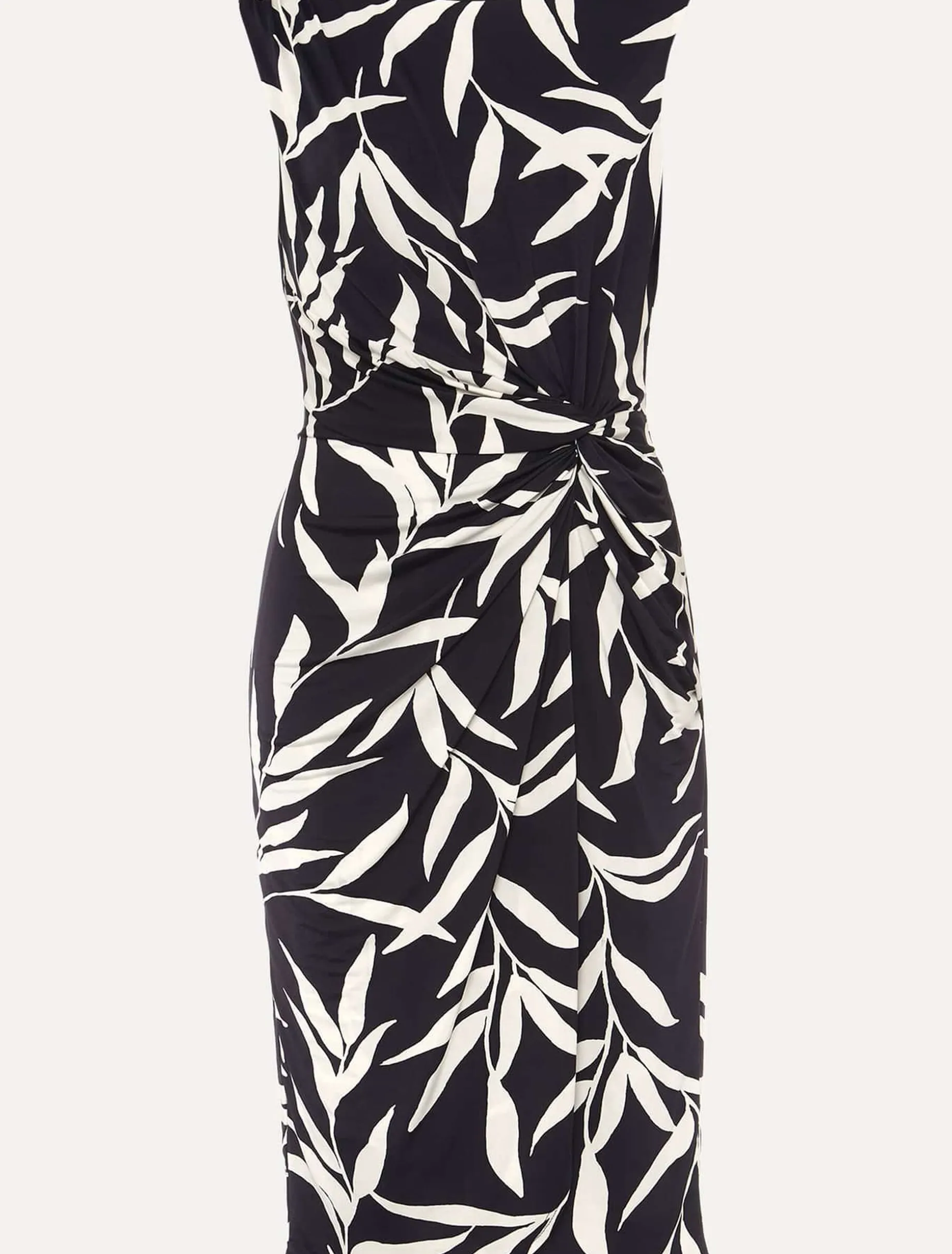 Amber Leaf Print Fitted Jersey Dress