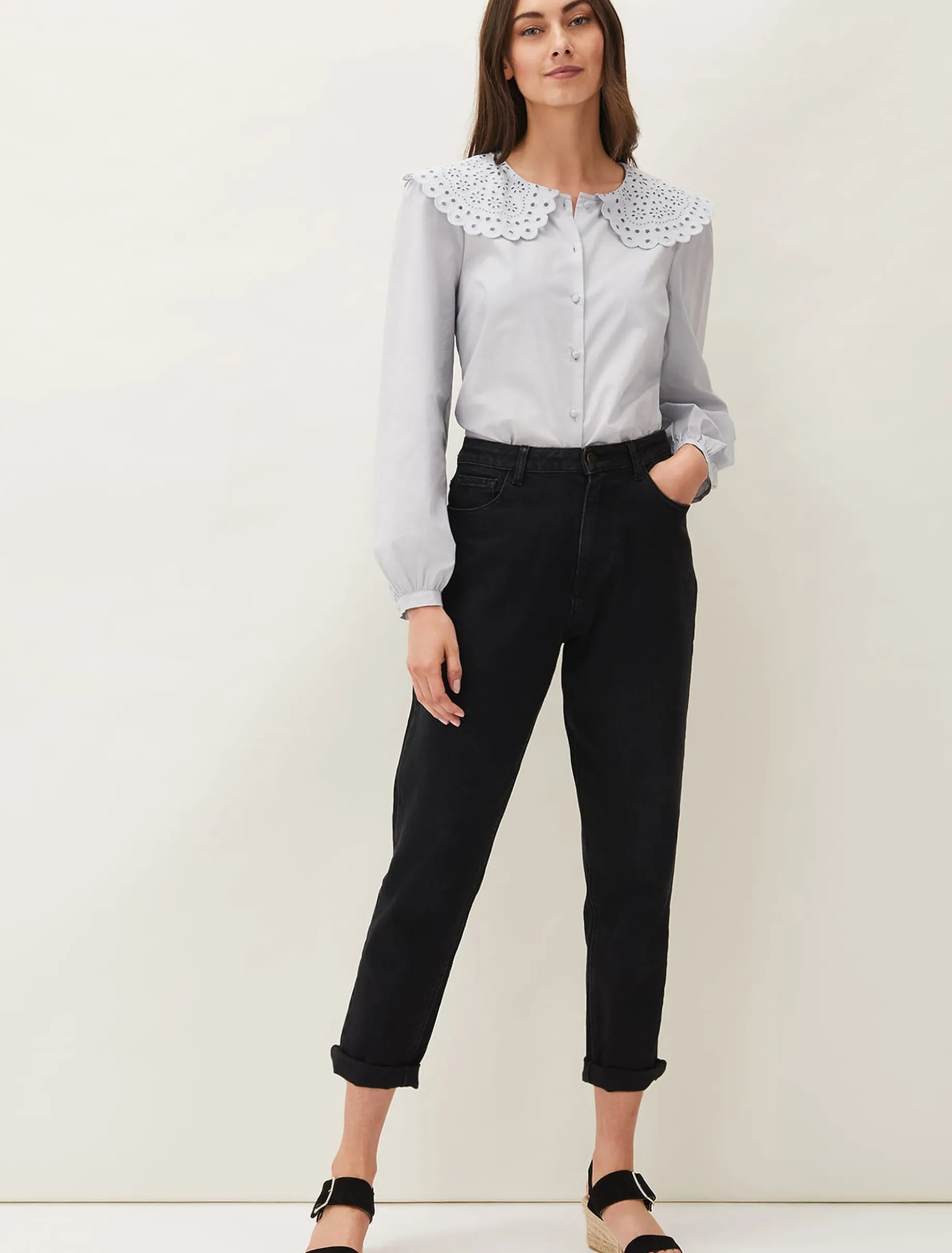 Amelia Oversized Embroidered Collar Blouse