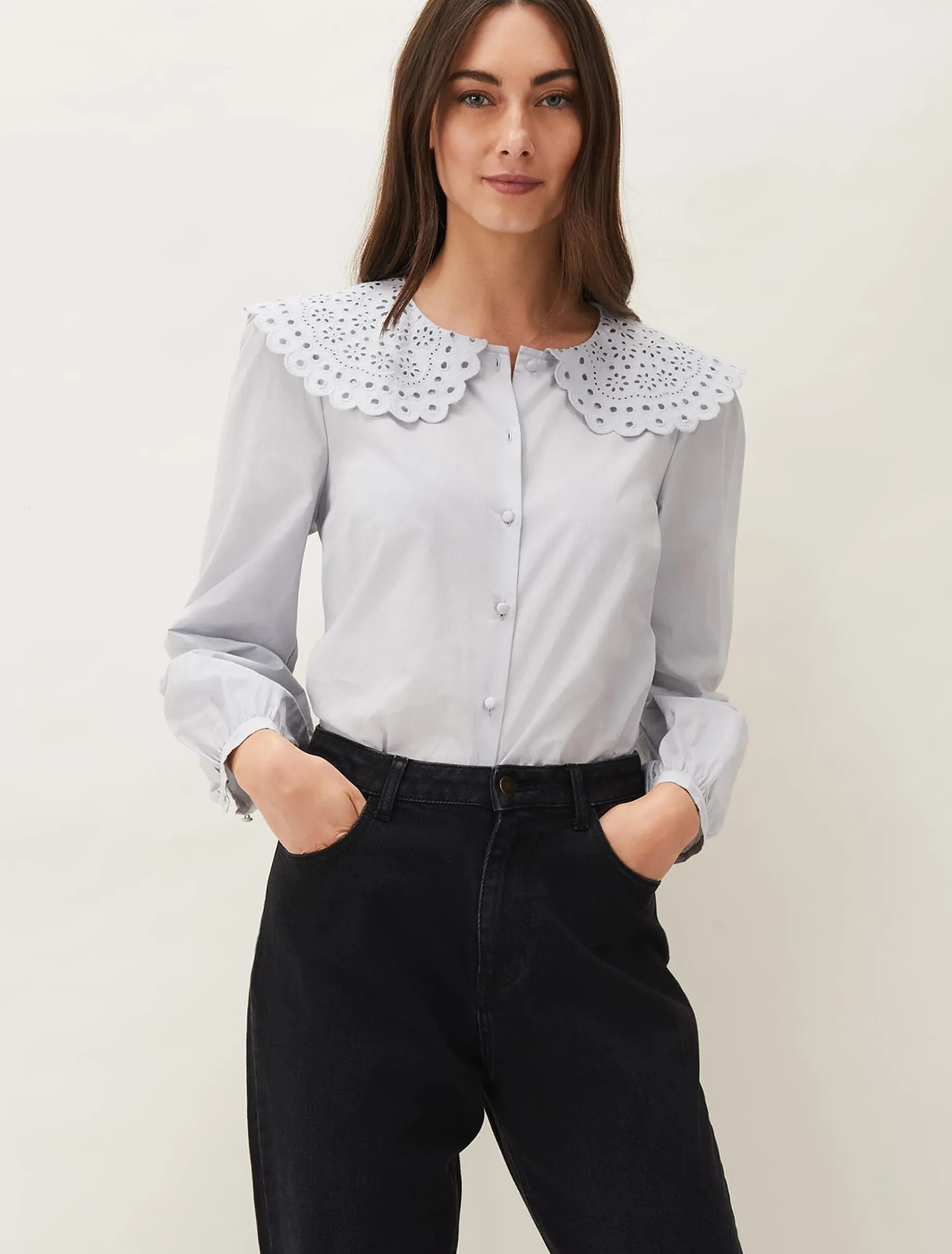 Amelia Oversized Embroidered Collar Blouse