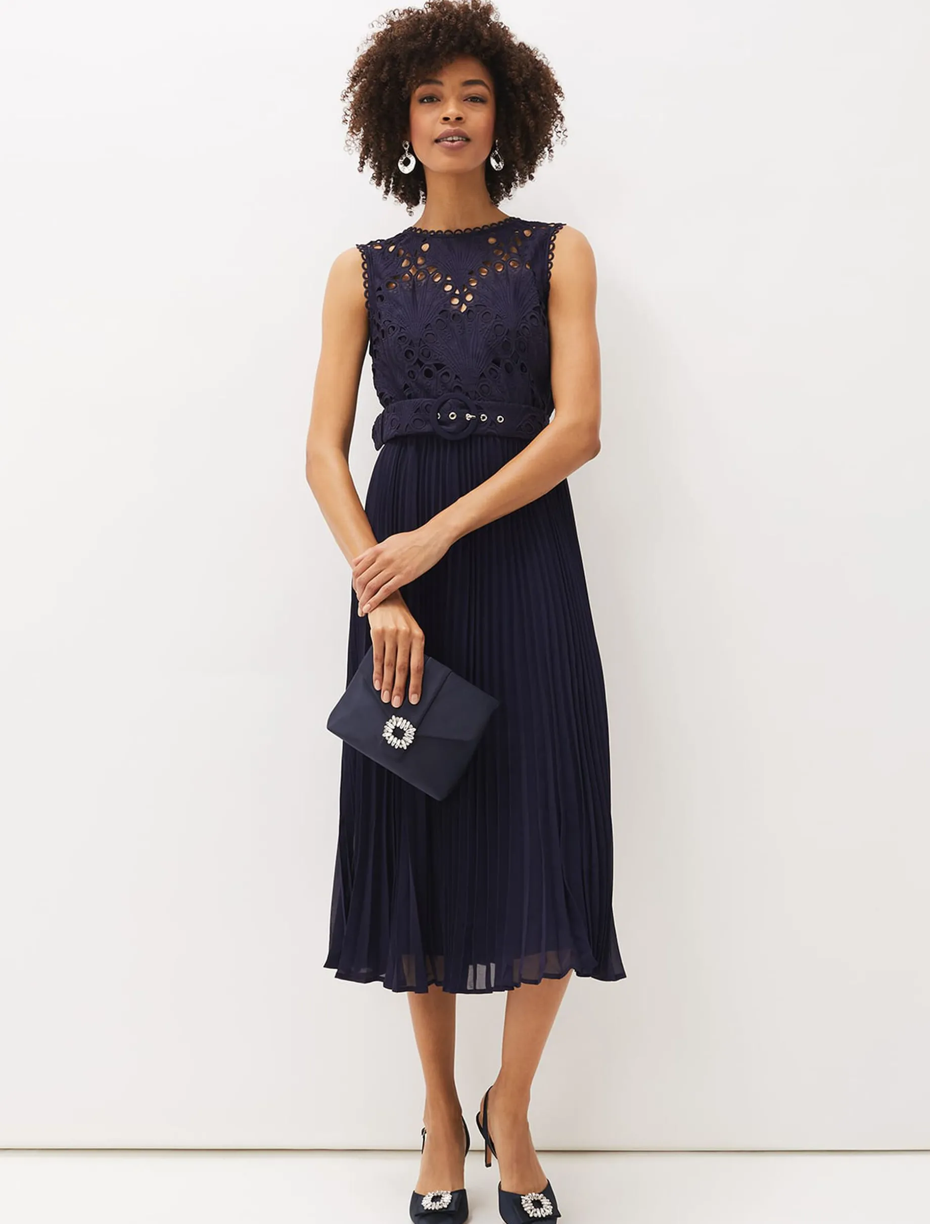 Amora Lace Bodice Pleated Dress