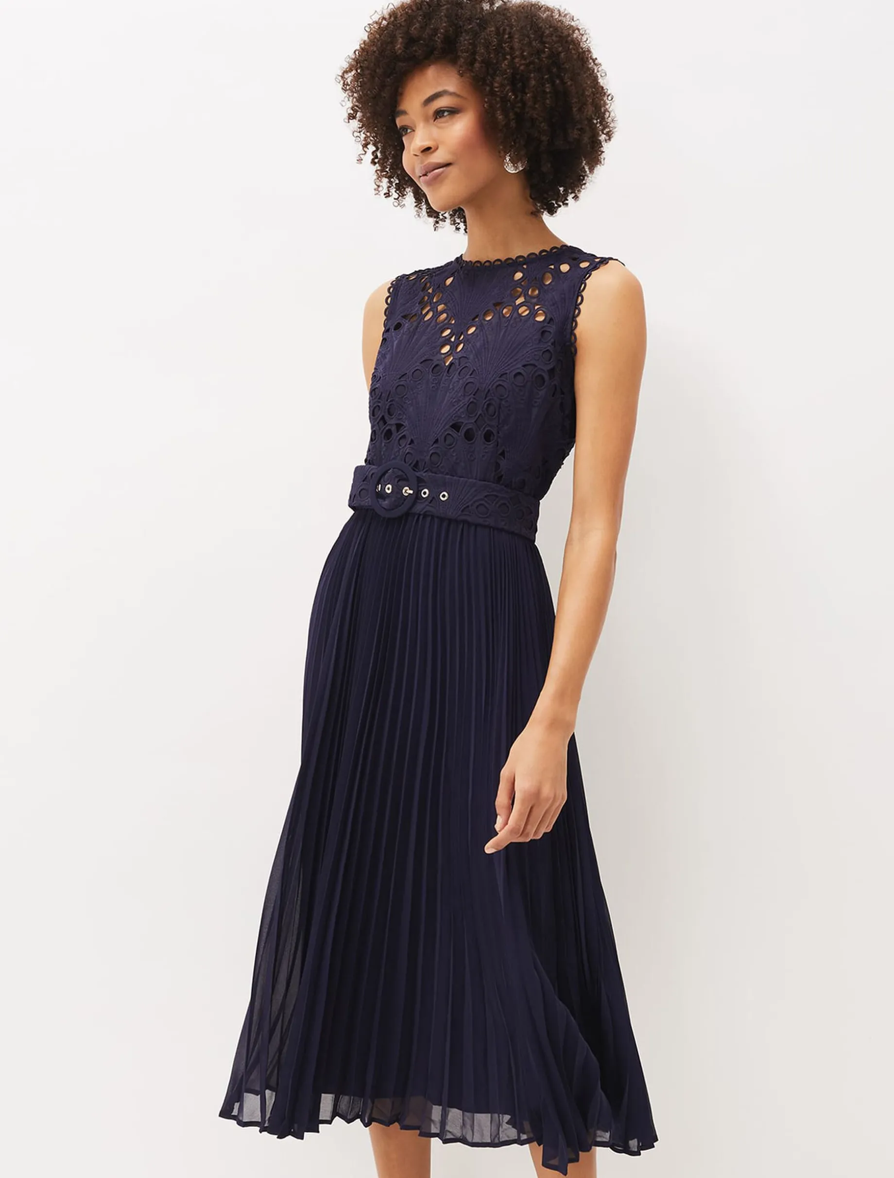 Amora Lace Bodice Pleated Dress