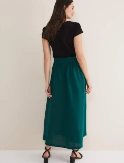Amorette Linen Belted Maxi Skirt