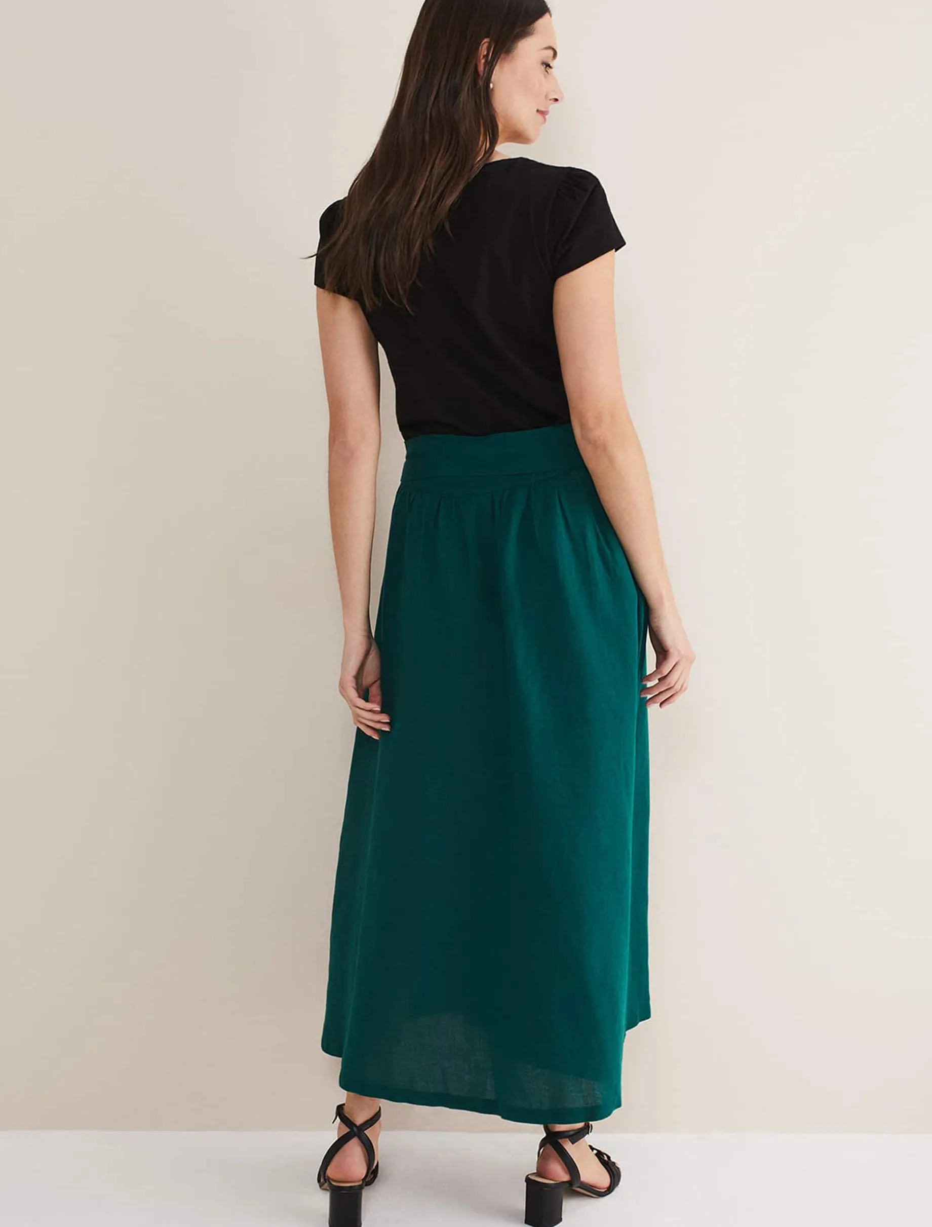 Amorette Linen Belted Maxi Skirt