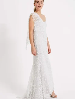 Anabel Lace One Shoulder Wedding Dress