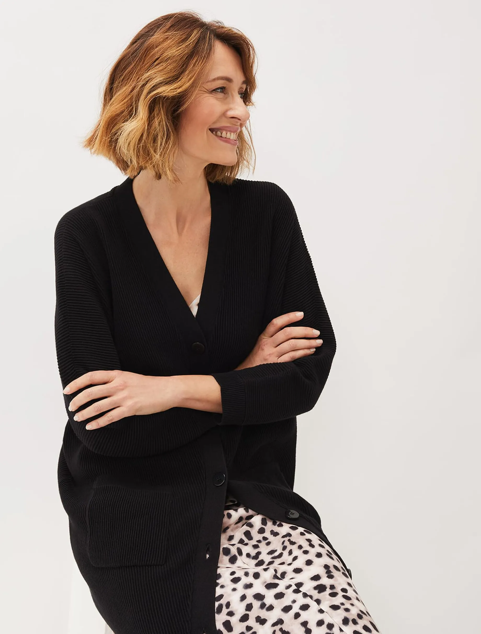 Annabella Ribbed Cocoon Cardigan