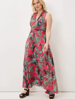 Antonia Jersey Palm Print Maxi Dress
