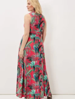 Antonia Jersey Palm Print Maxi Dress