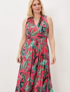 Antonia Jersey Palm Print Maxi Dress