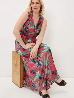 Antonia Jersey Palm Print Maxi Dress