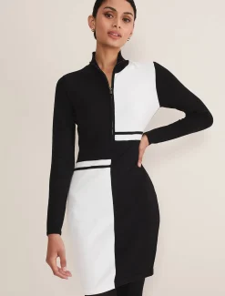 Arden Zip Detail Colourblock Knit Tunic