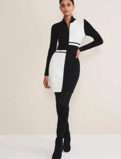 Arden Zip Detail Colourblock Knit Tunic